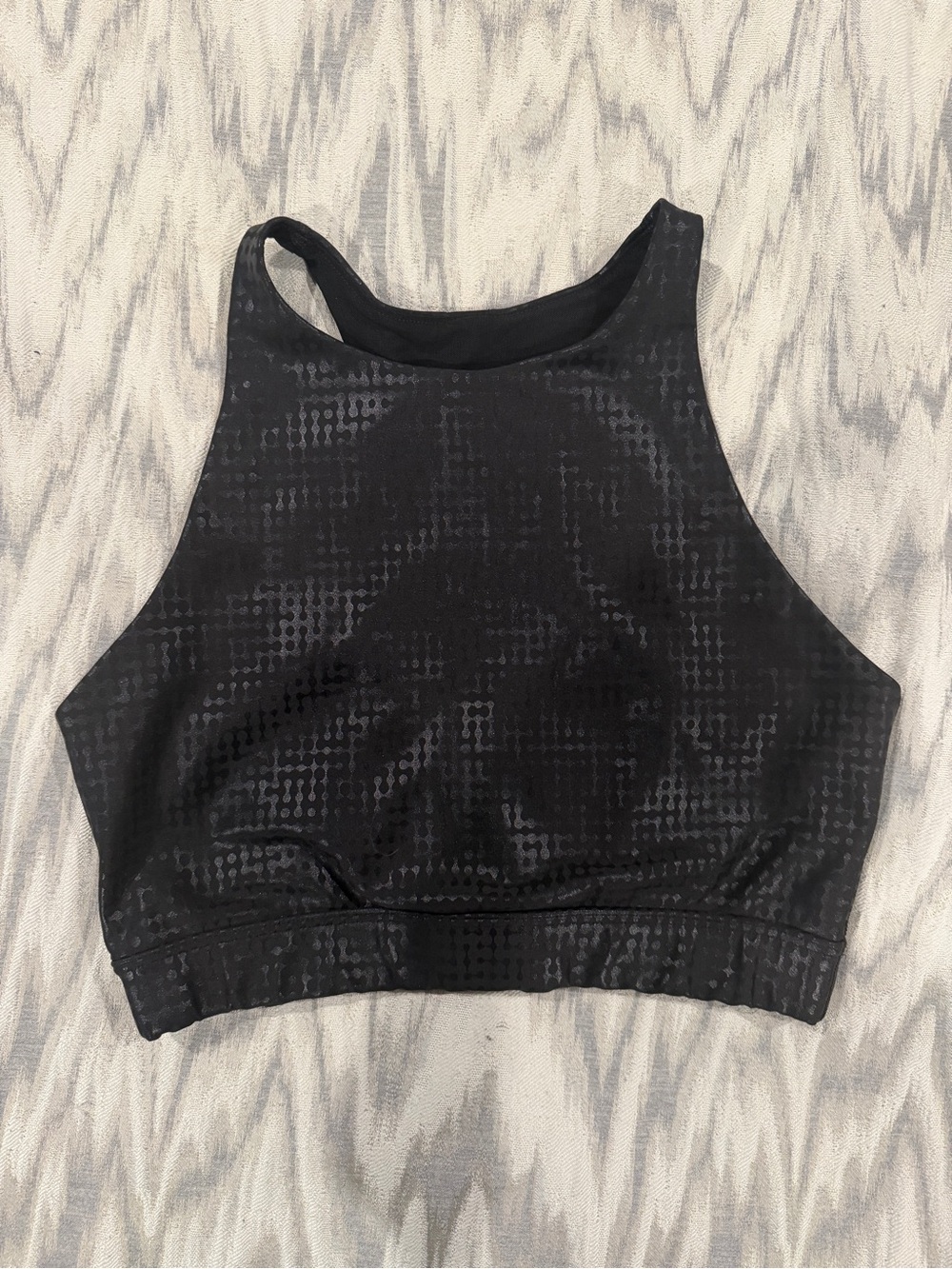 Black subtle pattern Peloton High-Neck Sports Bralette -